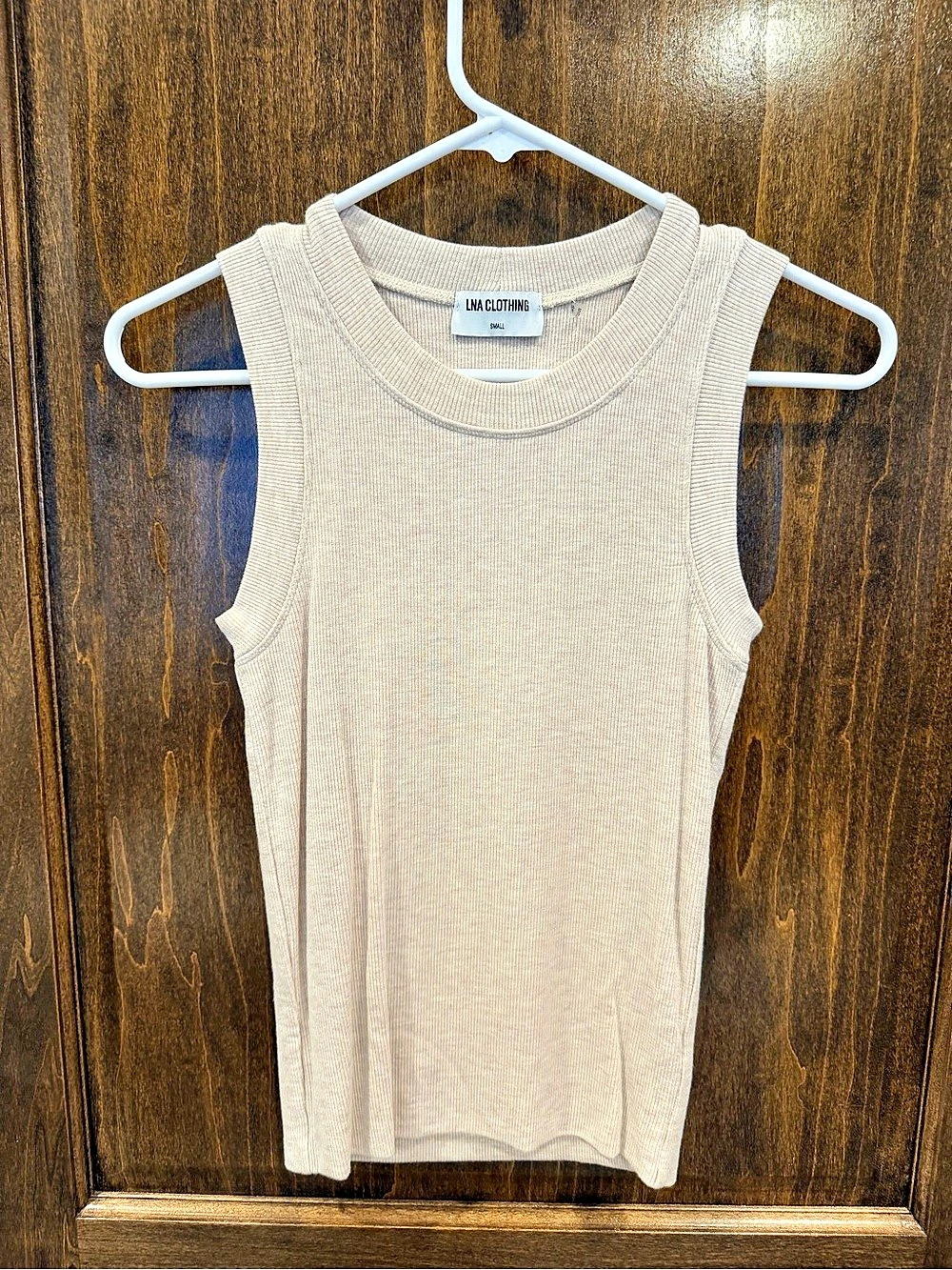 LNA Clothing Ribbed Crew Tank Ribbed Tank Top Beige Small